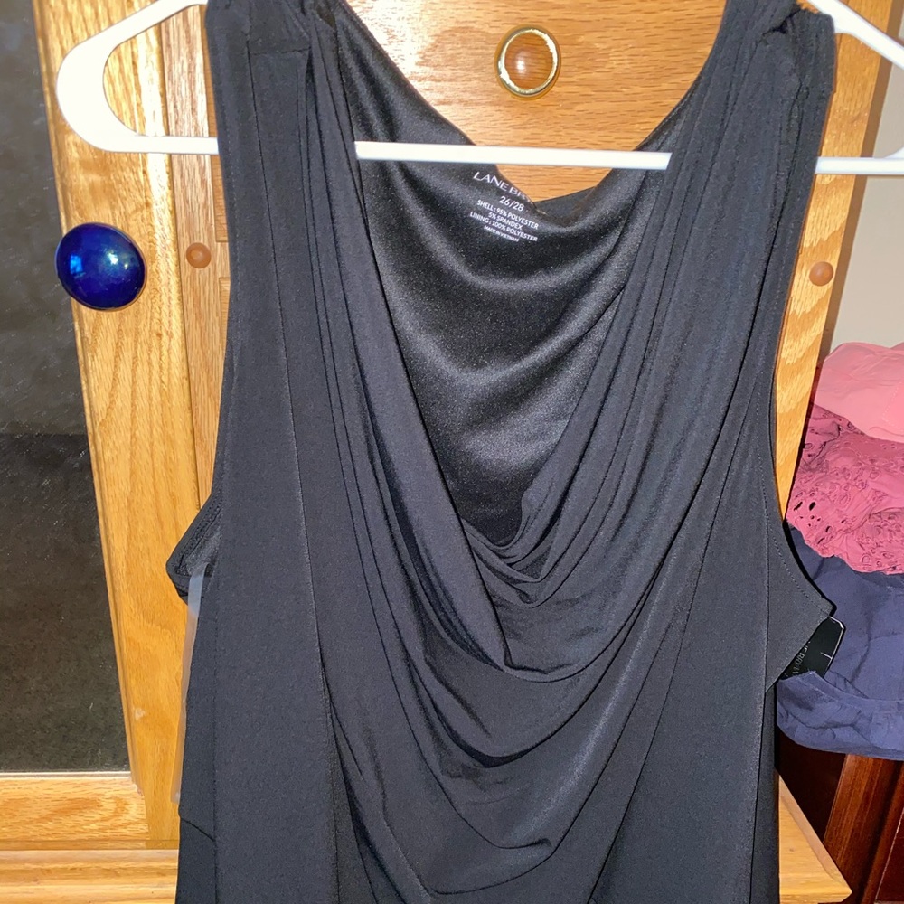 Black rayon tank top with slouching in the front